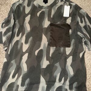 AMIRI Camouflage Short Sleeve Tee - Gray and Black